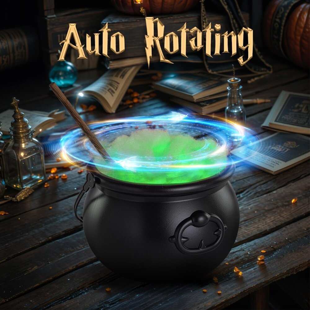 Halloween Decorations Indoor - Magic Auto Mixing Witches Cauldron  Black Plastic - Picture 6 of 9